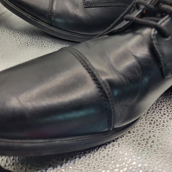 Clarks Collection Mens Tilden Cap Black Leather Oxford Dress Shoes Size 10.5 M main image 10